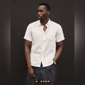 Buck Mason Draped Twill Short Sleeve Button Down Shirt in White - Size Medium